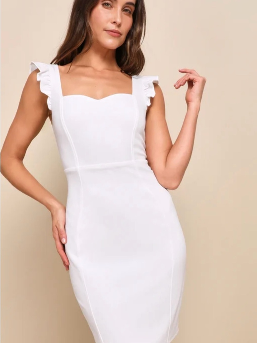 Lulu's White Square Neck Ruffle Strap Mini Dress - Picture 8 of 8
